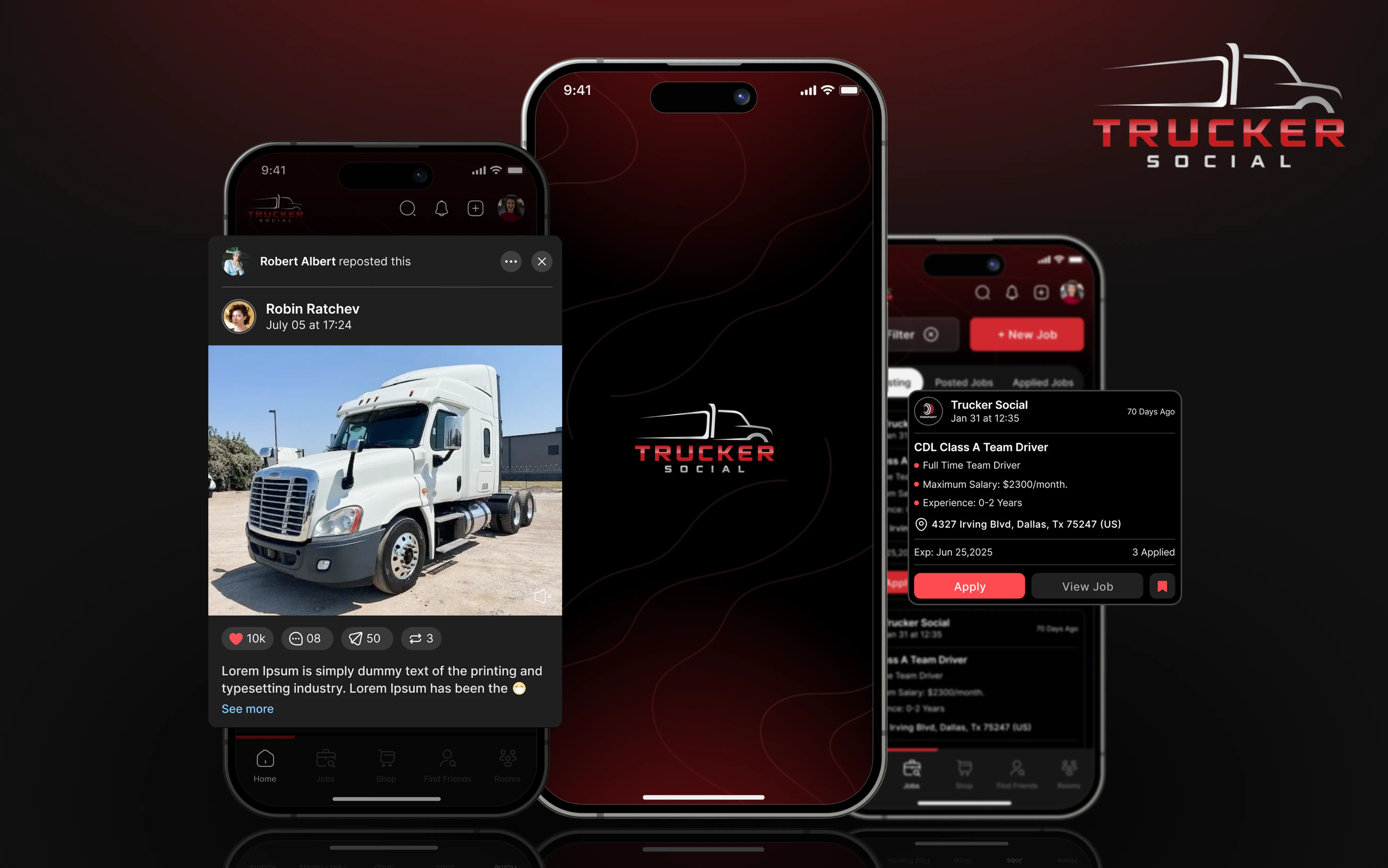 TruckerSocial - A dedicated professional social network, CDL job board, and marketplace for commercial drivers and fleet companies., preview